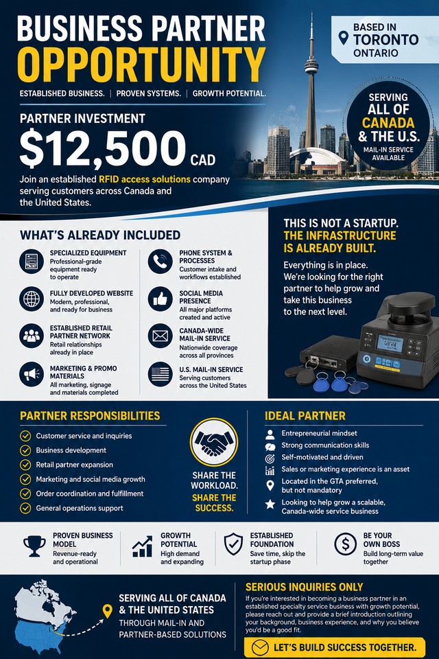 Looking for Business Partner for RFID Business in CAN /USA