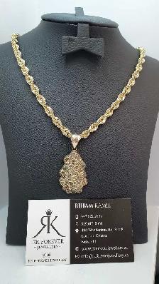 10 yellow gold chain & pendant # 415_2