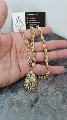10 yellow gold chain & pendant # 415_2 - Photo 5