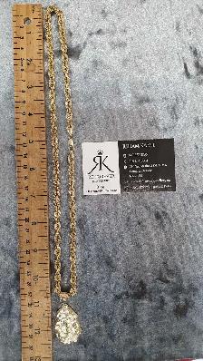 10 yellow gold chain & pendant # 415_2 - Photo 7