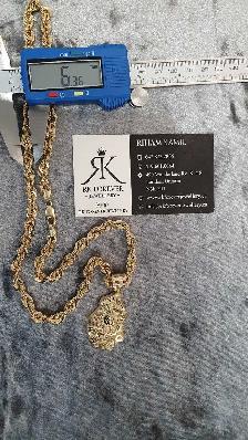 10 yellow gold chain & pendant # 415_2 - Photo 8