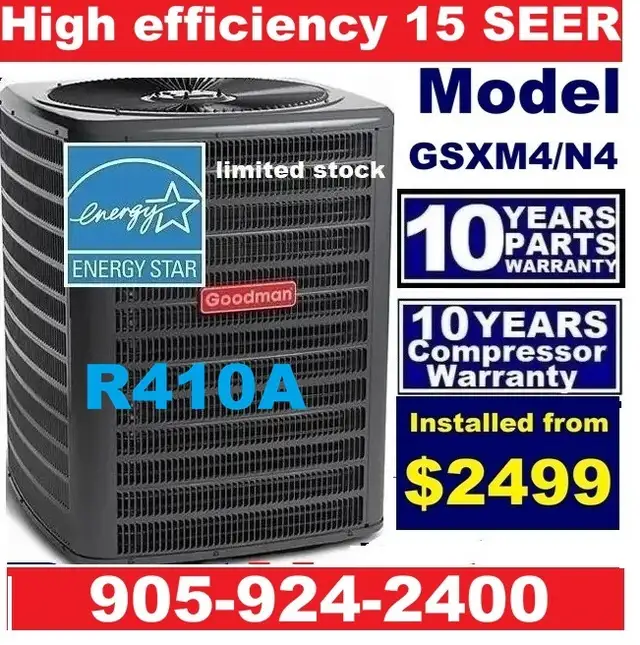 Air conditioner with installation from $2399, Furnace from$2499