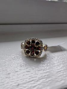 Brand New Gold Plated Silver Natural Garnet Ring For Sale - Photo 4