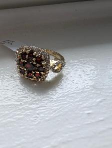 Brand New Gold Plated Silver Natural Garnet Ring For Sale - Photo 6