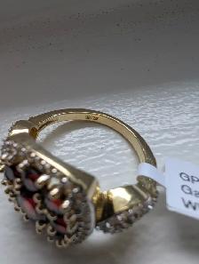 Brand New Gold Plated Silver Natural Garnet Ring For Sale - Photo 7