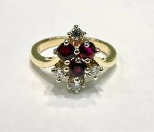 Birks 14karat Vintage Natural Rubies and Diamonds Cocktail Ring