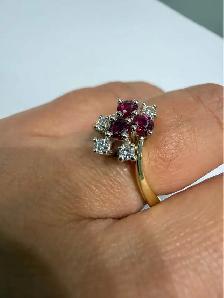 Birks 14karat Vintage Natural Rubies and Diamonds Cocktail Ring - Photo 2