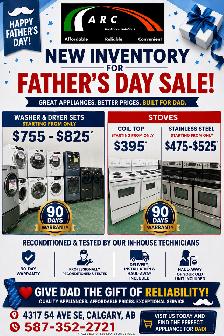 FATHER’S DAY RECONDITIONED WASHER, DRYER & STOVE BLOWOUT SALE!