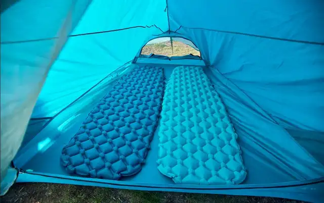 Single Camping Sleeping Pad/Air Mat, Bellows Nylon Pump, 2.2in