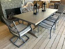 Painted Zinc Top Dining Table and 6 Outdoor Chairs