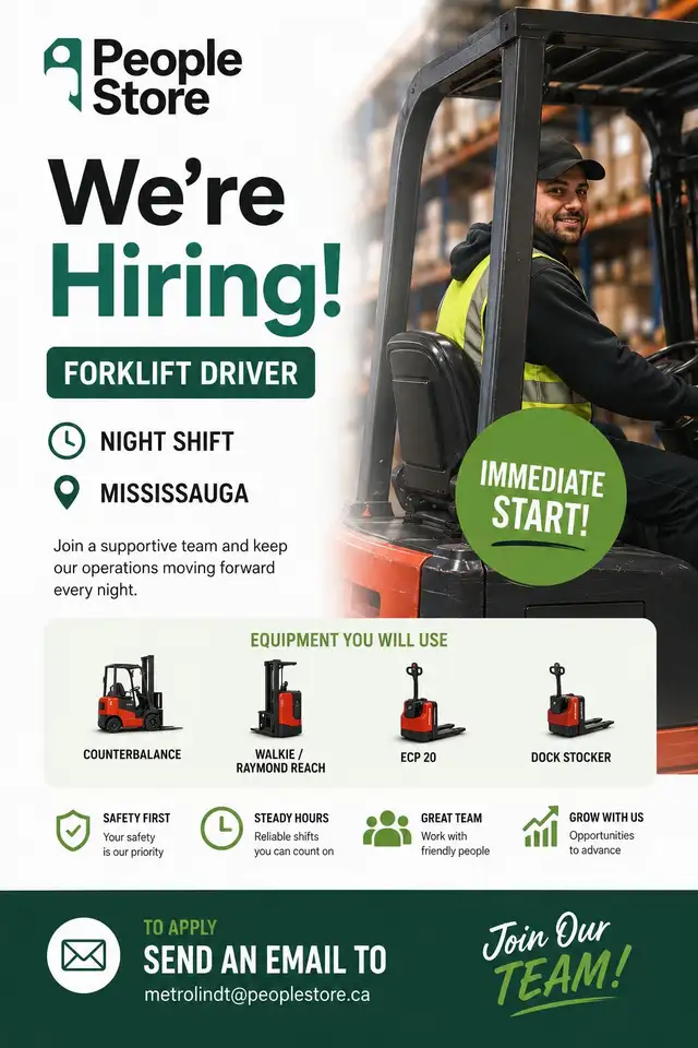 Forklift Operator – Night Shift (Immediate Start)