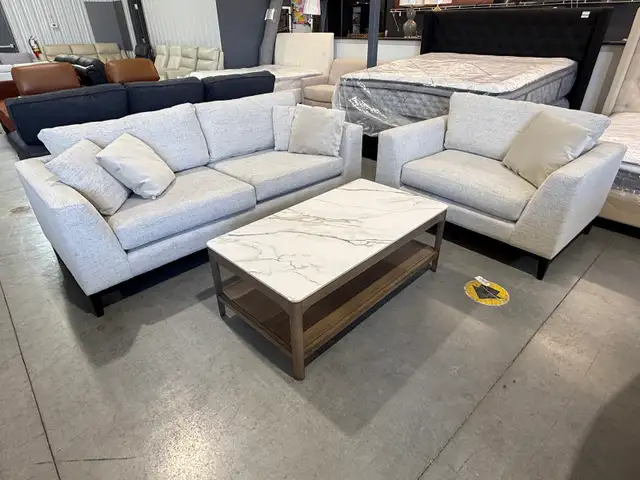Oversized fabric sofa with matching chair