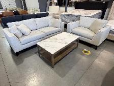 Oversized fabric sofa with matching chair