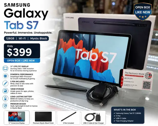 Samsung Galaxy Tab S7 – 128GB – Open Box – $399
