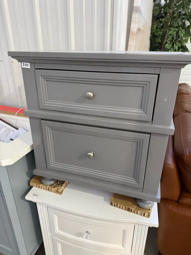 Grey 2 drawer nightstand