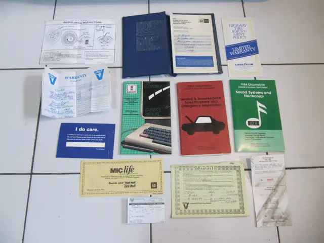 1984 Oldsmobile Cutlass Owner's Manual and Documentation
