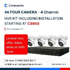 4K Security Camera System – 4 Camera NVR Kit with Installation –