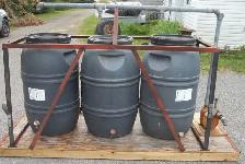 3 Water / Rain Barrels w/ Pump / Hose /Steel Structure