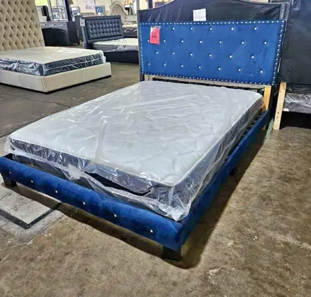 MISSISSAUGA BED - TUFFTED LINEN STYLE FABRIC BED FOR 199$