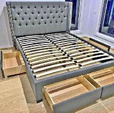 MISSISSAUGA BED - TUFFTED LINEN STYLE FABRIC BED FOR 199$ - Photo 2