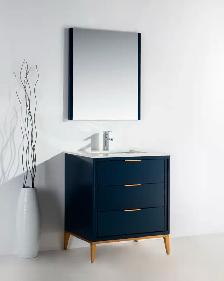 36' Navy Blue & Gross White vanity with sink & countertop
