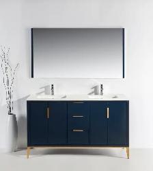 60' Navy Blue & Gross White vanity with sink & countertop