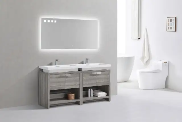 SALE!63' LEVI Butternut Bathroom Vanity with Sink and Countertop