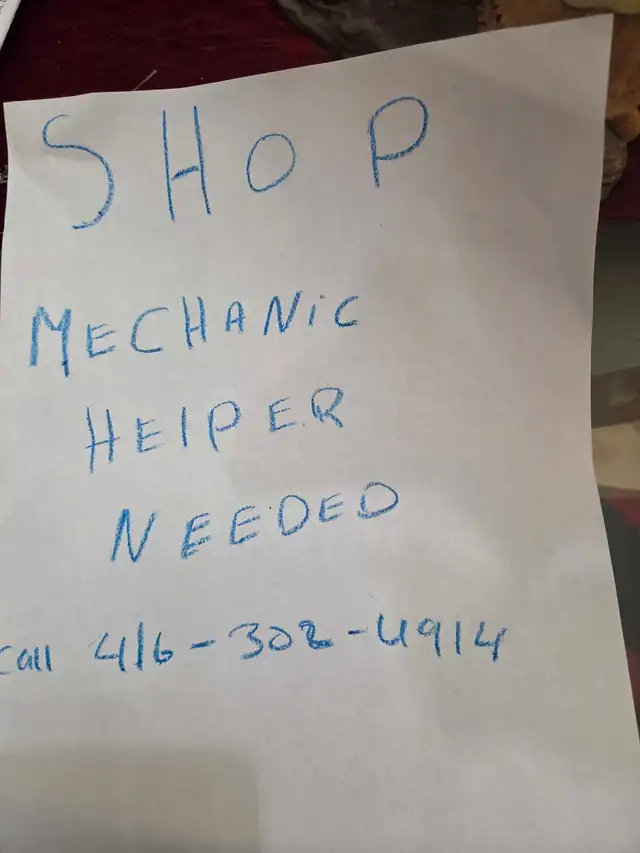 Shop Mechanic Helper