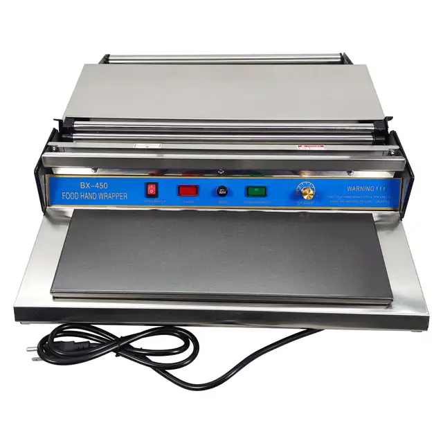 110V 17'450mm Food Tray Wrapper Stretcher Film Sealer # 181001