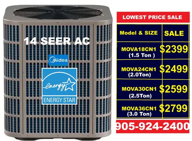 14 SEER air conditioner with installation from $2399, furnace