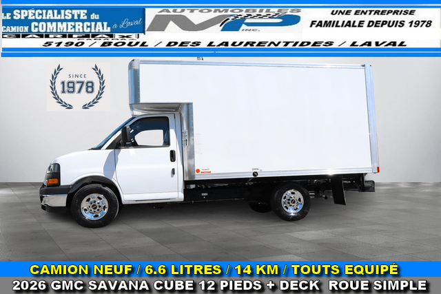 GMC Savana Cargo CUBE 12 PIEDS   DECK ROUE SIMPLE / CAMION NEUF