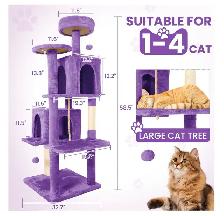 TSCOMON 58" Multi-Level Plush Cat Tree & Condo - Photo 6