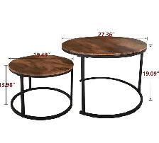 Nesting Coffee Table Set of 2 – Round Industrial Style - Photo 2