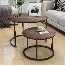 Nesting Coffee Table Set of 2 – Round Industrial Style - Photo 5