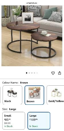 Nesting Coffee Table Set of 2 – Round Industrial Style - Photo 8