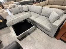 Fabric sectional with storage ottoman - Photo 2
