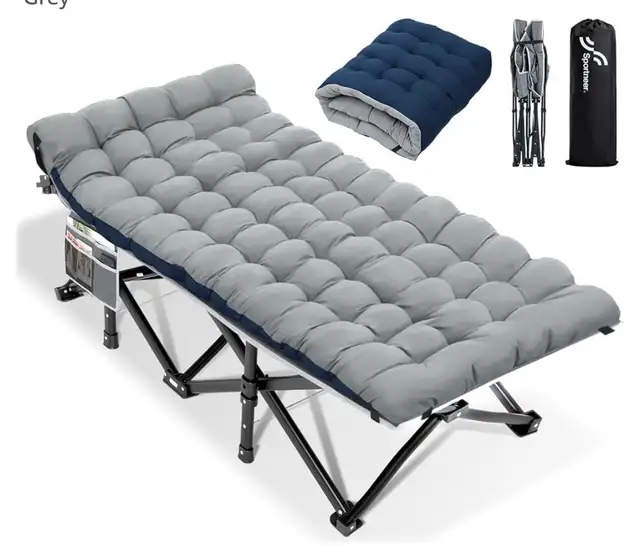 Oversized Folding Camping Cot - grey