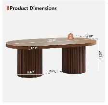 AVZEAR Fluted Oval Coffee Table – Walnut Finish - Photo 2