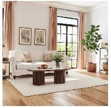 AVZEAR Fluted Oval Coffee Table – Walnut Finish - Photo 7