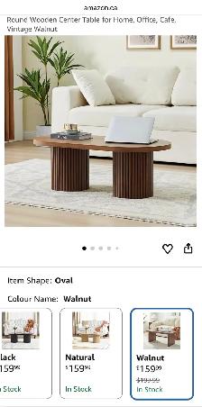 AVZEAR Fluted Oval Coffee Table – Walnut Finish - Photo 8