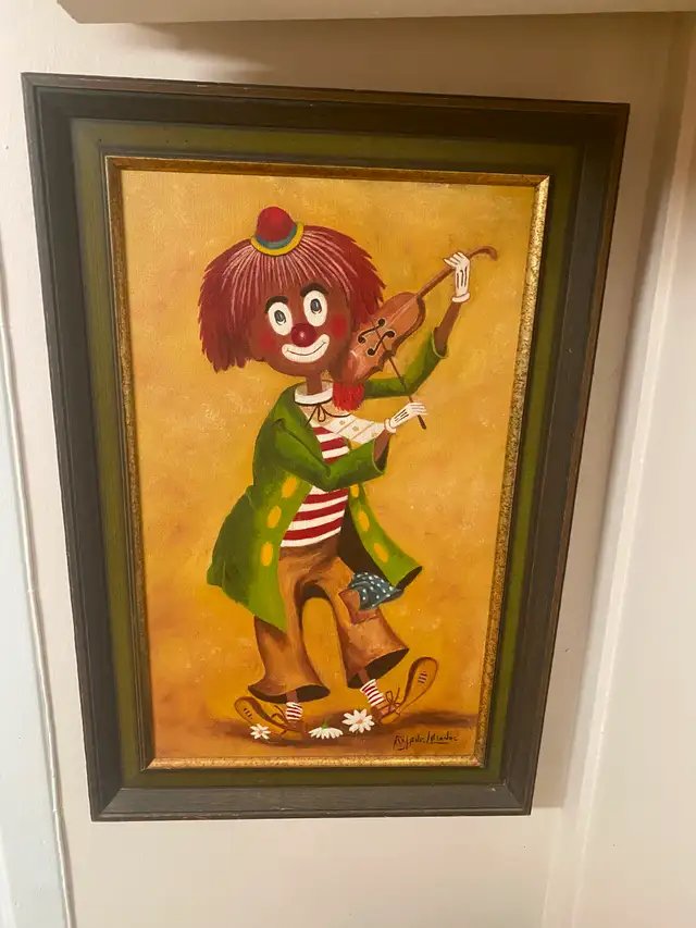 Toile: peinture à l'huile, originale 16x24po., cadre en bois 90$