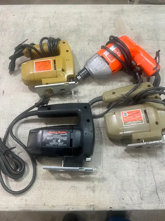 3 jig saws corded   1 drill 3/8 corded