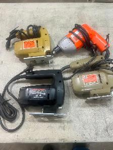 3 jig saws corded   1 drill 3/8 corded