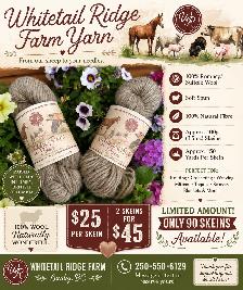 100% Romney/Suffolk Wool Yarn – Farm Raised in Lumby BC – 100g S