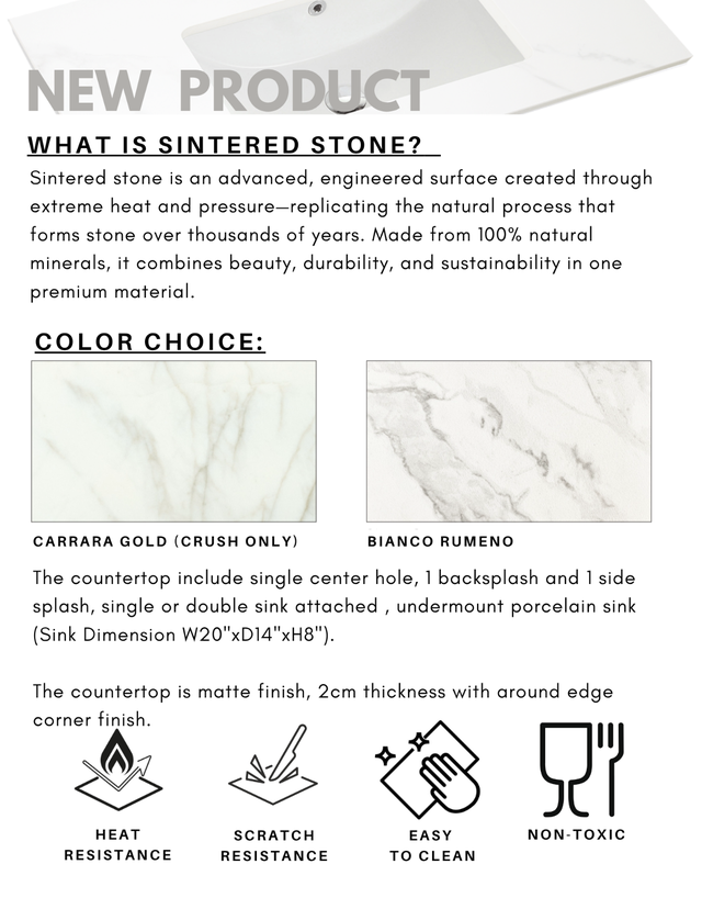 New Product - Sintered Stone Vanity Countertop