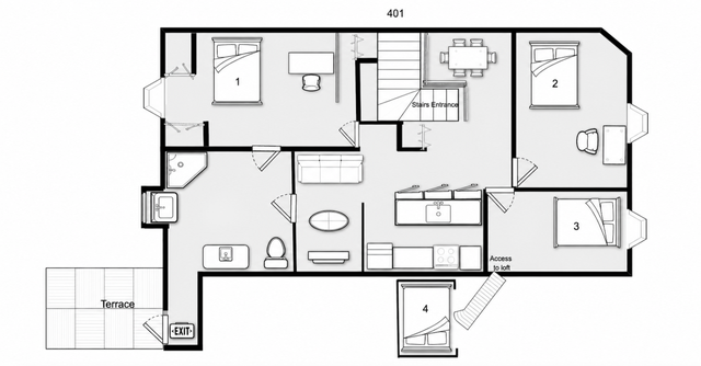 Furnished 3 Bedroom  Downtown