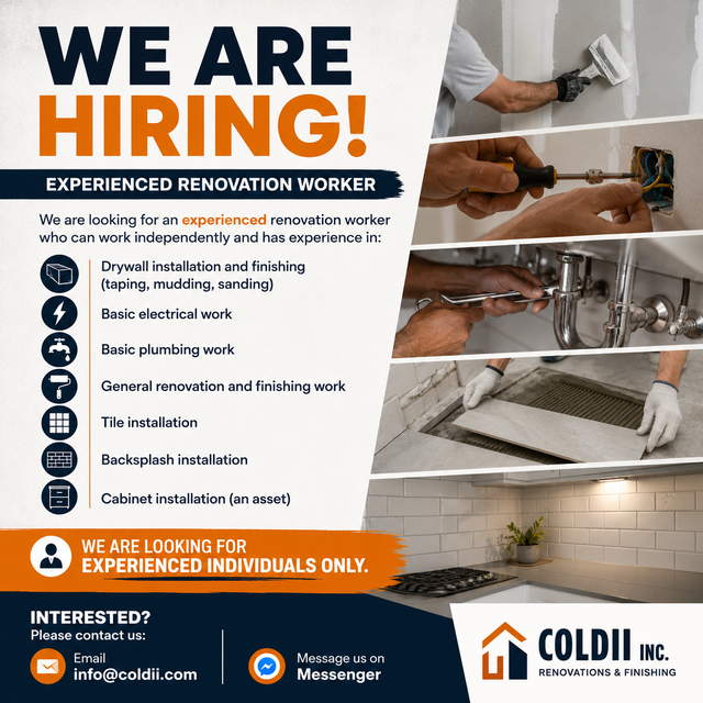 Full-Time Renovation Worker Wanted – Calgary