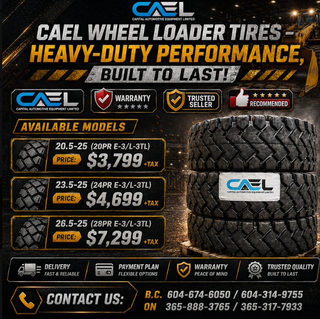 NEW CAEL LOADER TIRES 26.5-25/23.5-25/20.5-25 Certified & Warran