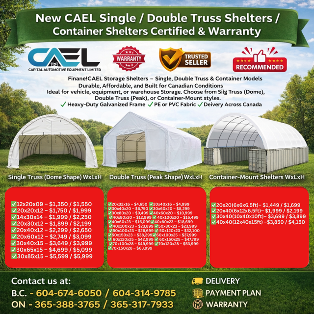 New CAEL Single / Double Truss Shelters / Container Shelters Cer