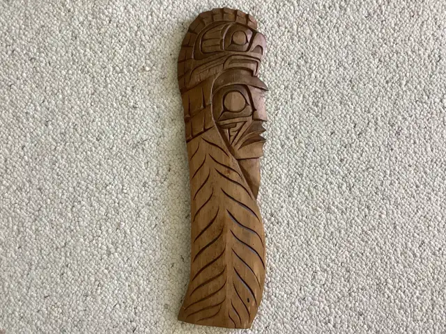 Beautiful Warrior and Eagle wall art carving by Gino Seward